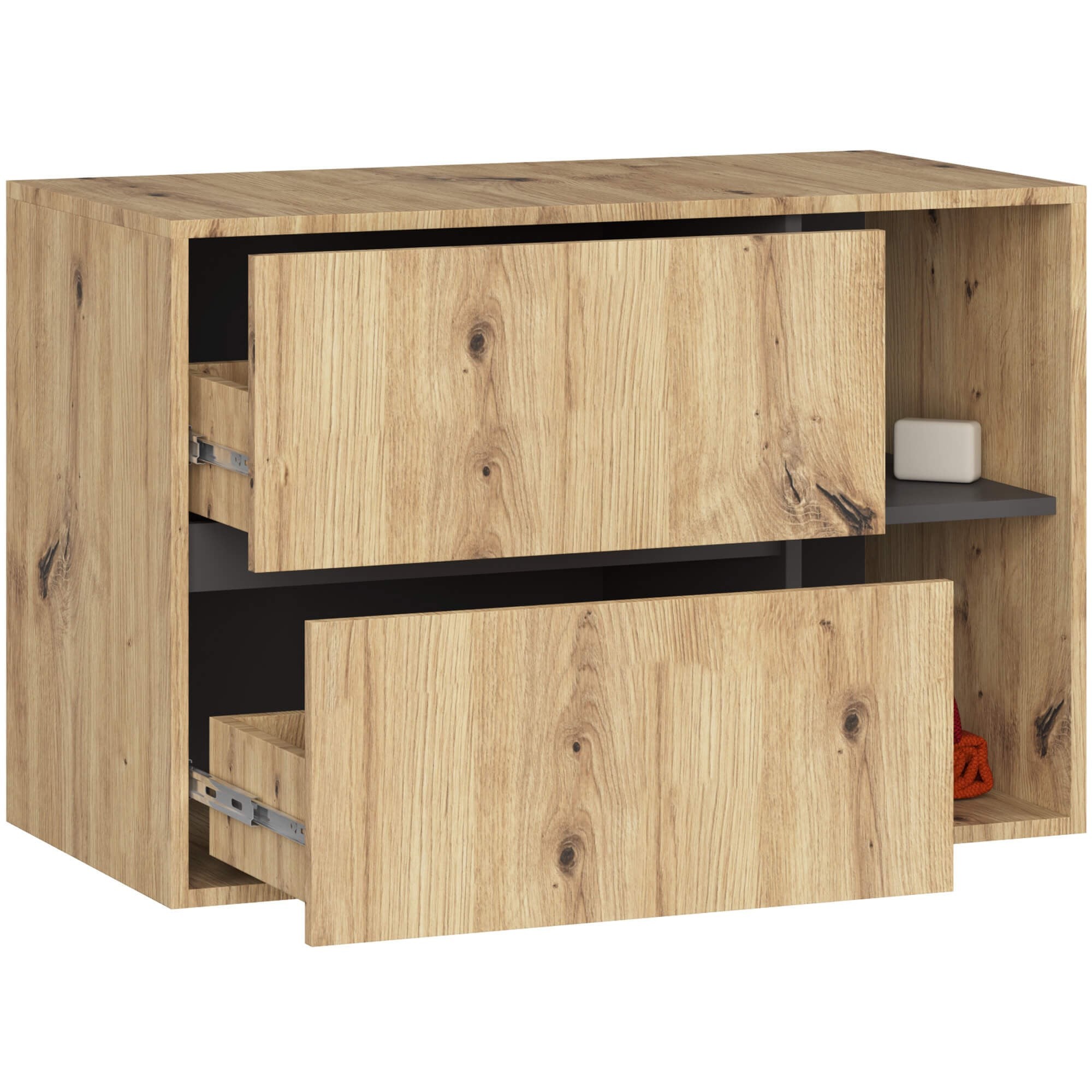 Ak furniture Závěsná skříňka pod umyvadlo VAMI 90 cm dub artisan/grafitová - Obrázek 2