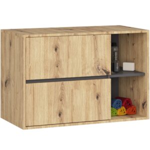 Ak furniture Závěsná skříňka pod umyvadlo VAMI 90 cm dub artisan/grafitová