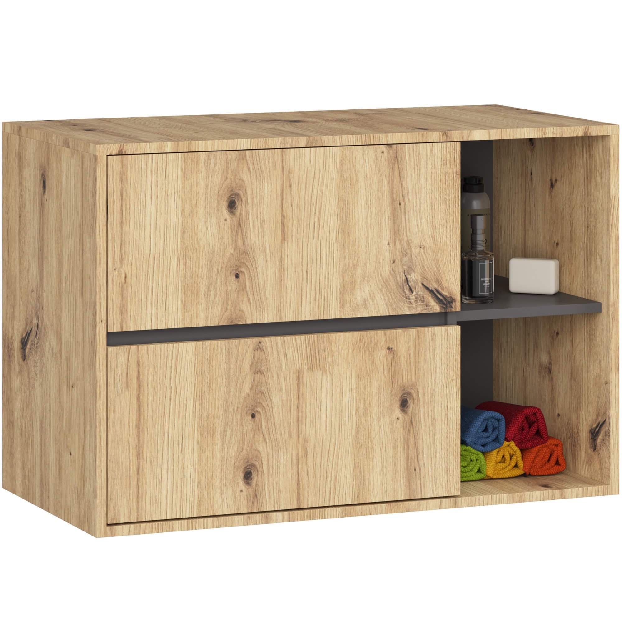 Ak furniture Závěsná skříňka pod umyvadlo VAMI 90 cm dub artisan/grafitová