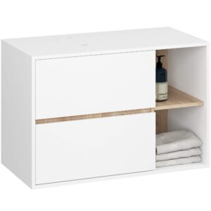 Ak furniture Závěsná skříňka pod umyvadlo VAMI s otvory 90 cm bílá/dub sonoma