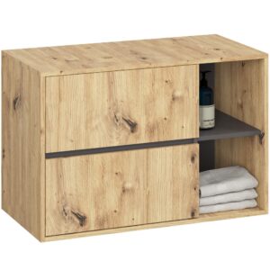 Ak furniture Závěsná skříňka pod umyvadlo VAMI s otvory 90 cm dub artisan/šedý grafit