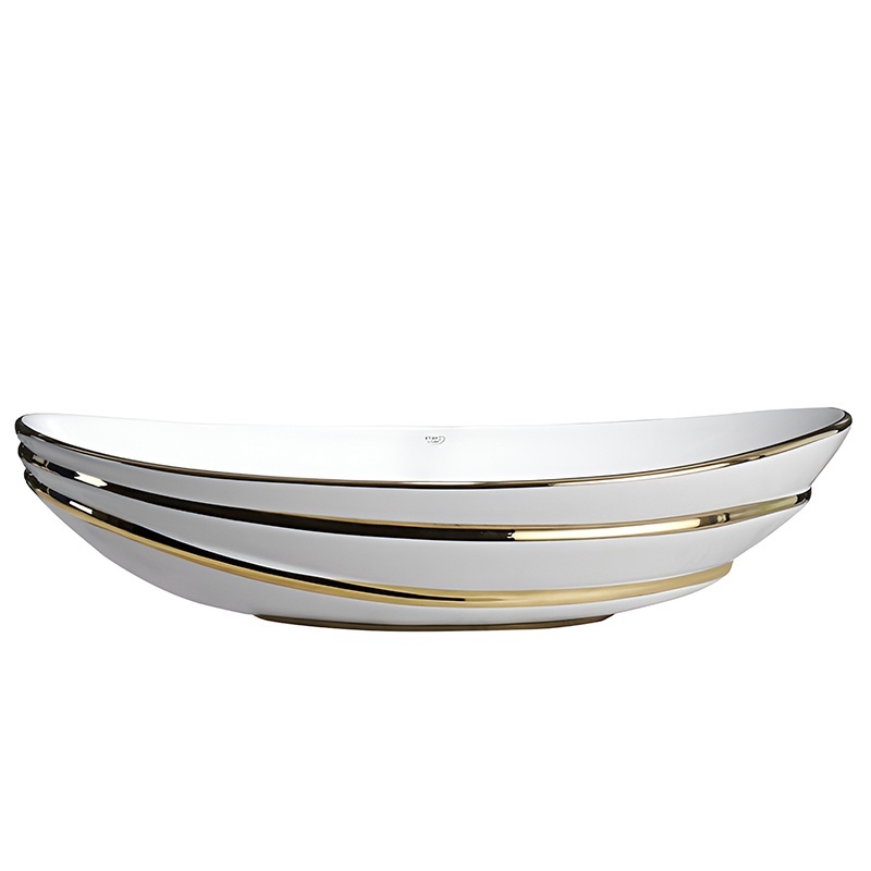 BPS-koupelny Keramické umyvadlo na desku HYD-LI-WH-GL-LN-625 62x36 cm