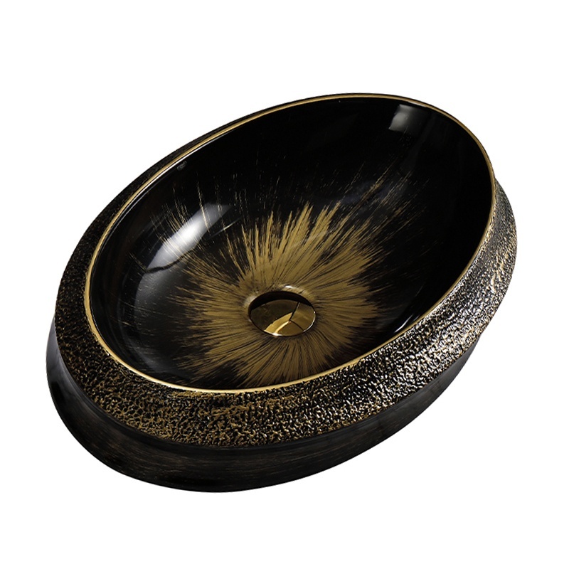 BPS-koupelny Keramické umyvadlo na desku HYD-SR-BL-GL-600 60x40 cm