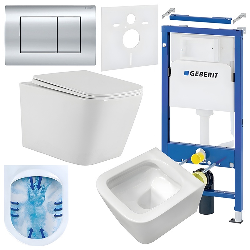 BPS-koupelny Podomítkový modul Geberit DuoFix s WC mísou AQ-WH-03 + ovládací tlačítko Delta 30 chrom