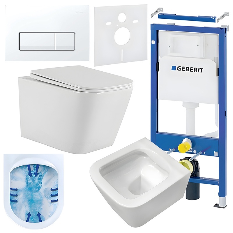 BPS-koupelny Podomítkový modul Geberit DuoFix s WC mísou AQ-WH-03 + ovládací tlačítko Delta 50 bílá