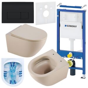 BPS-koupelny Podomítkový modul Geberit DuoFix s WC mísou MU-CAP-RIM-03 + ovládací tlačítko Delta 50 černá lesk