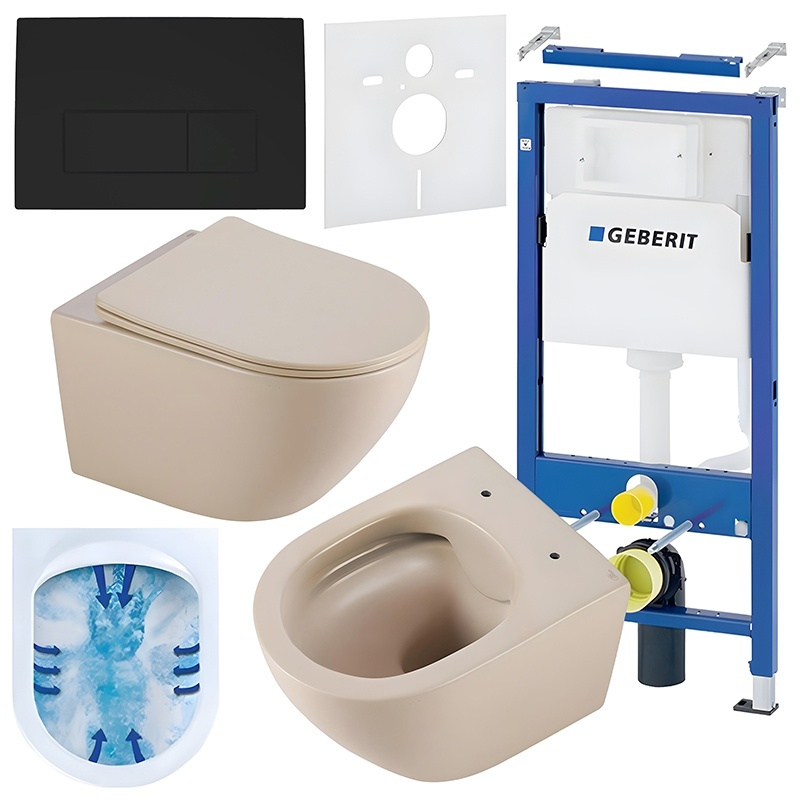 BPS-koupelny Podomítkový modul Geberit DuoFix s WC mísou MU-CAP-RIM-03 + ovládací tlačítko Delta 50 černá mat