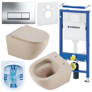 BPS-koupelny Podomítkový modul Geberit DuoFix s WC mísou MU-CAP-RIM-03 + ovládací tlačítko Delta 50 chrom