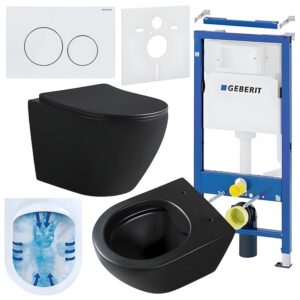 BPS-koupelny Podomítkový modul Geberit DuoFix s WC mísou MU-MTB-RIM-03 + ovládací tlačítko Delta 20 bílá