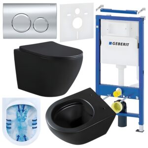 BPS-koupelny Podomítkový modul Geberit DuoFix s WC mísou MU-MTB-RIM-03 + ovládací tlačítko Delta 20 chrom
