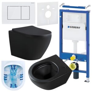 BPS-koupelny Podomítkový modul Geberit DuoFix s WC mísou MU-MTB-RIM-03 + ovládací tlačítko Delta 30 bílá