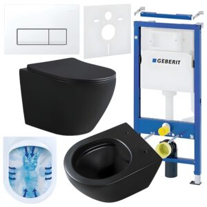 BPS-koupelny Podomítkový modul Geberit DuoFix s WC mísou MU-MTB-RIM-03 + ovládací tlačítko Delta 50 bílá