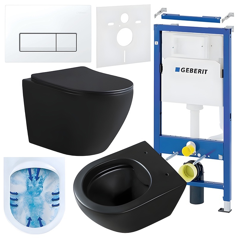 BPS-koupelny Podomítkový modul Geberit DuoFix s WC mísou MU-MTB-RIM-03 + ovládací tlačítko Delta 50 bílá