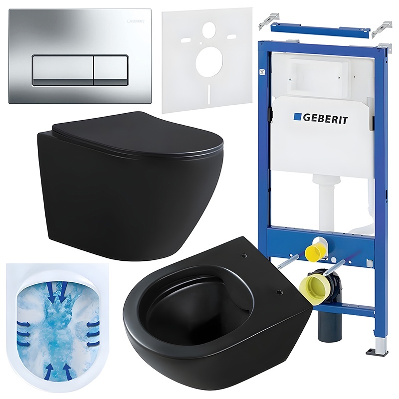 BPS-koupelny Podomítkový modul Geberit DuoFix s WC mísou MU-MTB-RIM-03 + ovládací tlačítko Delta 50 chrom