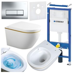 BPS-koupelny Podomítkový modul Geberit DuoFix s WC mísou MU-WH-GL-TR-02 + ovládací tlačítko Delta 50 chrom