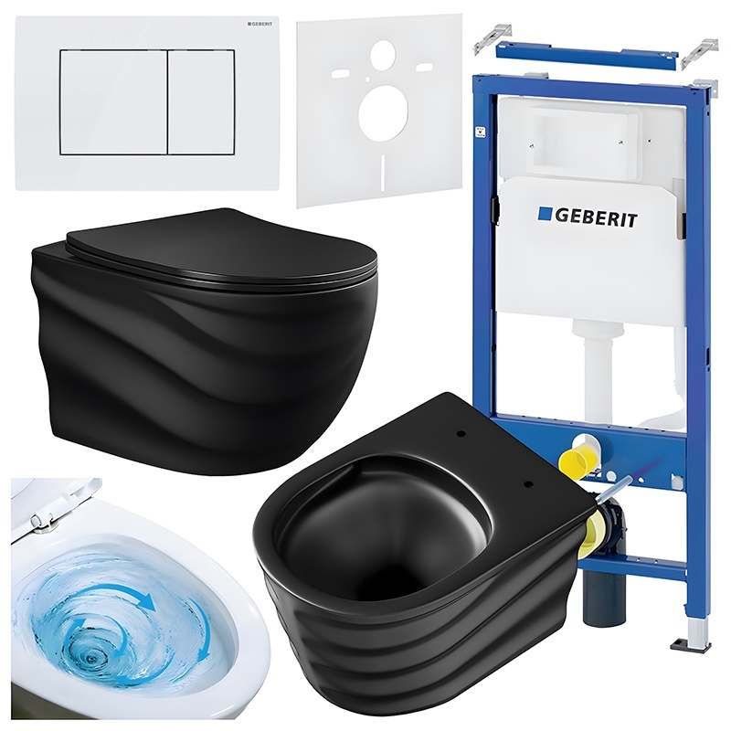 BPS-koupelny Podomítkový modul Geberit DuoFix s WC mísou SL-MTB-RIM-01 + ovládací tlačítko Delta 30 bílá