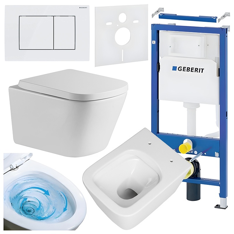 BPS-koupelny Podomítkový modul Geberit DuoFix s WC mísou VA-WH-TR-02 + ovládací tlačítko Delta 30 bílá