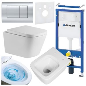 BPS-koupelny Podomítkový modul Geberit DuoFix s WC mísou VA-WH-TR-02 + ovládací tlačítko Delta 30 chrom
