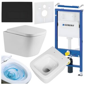 BPS-koupelny Podomítkový modul Geberit DuoFix s WC mísou VA-WH-TR-02 + ovládací tlačítko Delta 50 černá mat