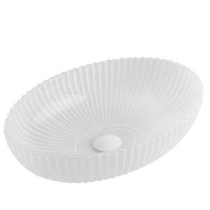 BPS-koupelny Skleněné umyvadlo na desku HYD-BRT3-WH-510 51x35 cm