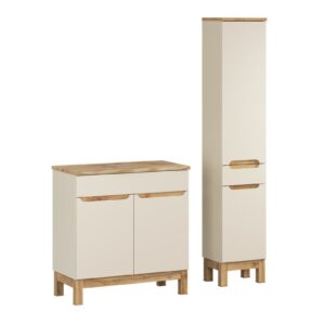 Comad Koupelnová sestava Bali Nature s deskou a skříňkami 80 cm kašmírová/dub wotan