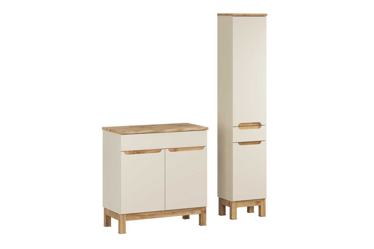 Comad Koupelnová sestava Bali Nature s deskou a skříňkami 80 cm kašmírová/dub wotan