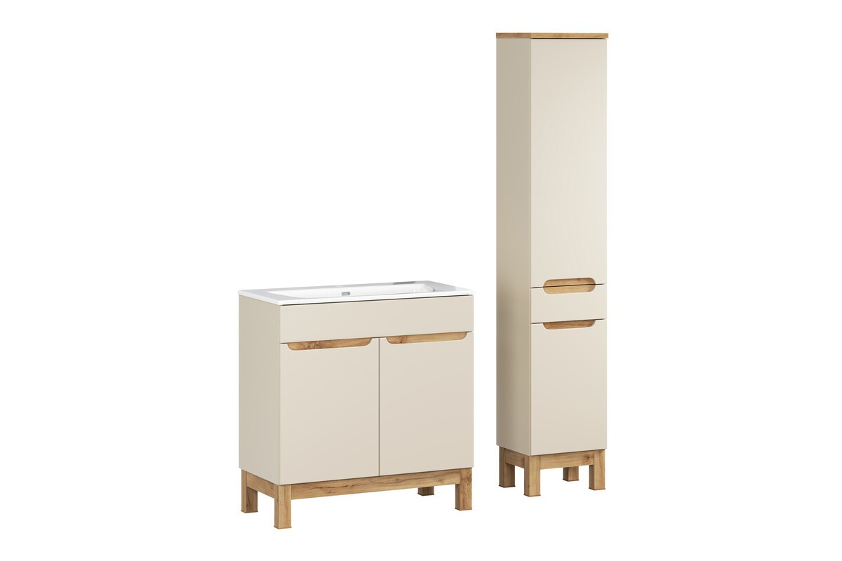 Comad Koupelnová sestava Bali Sky se zápustným umyvadlem a skříňkami 80 cm kašmírová/dub wotan