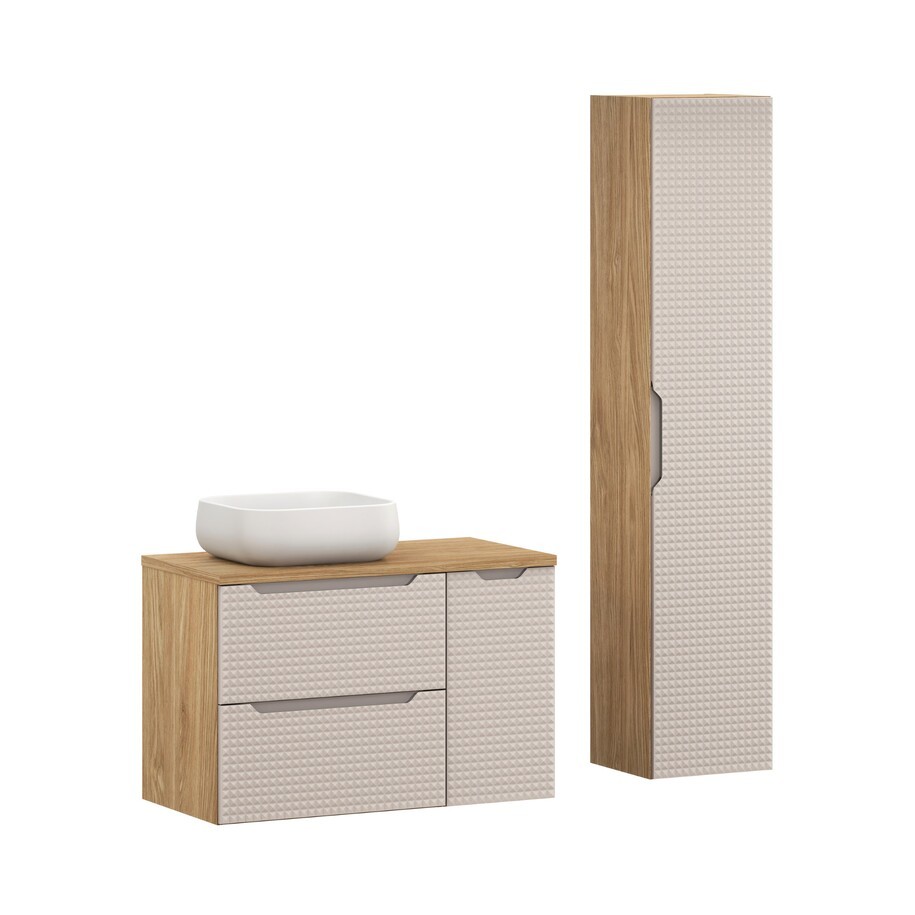 Comad Koupelnová sestava Luxor Beige 90 cm s umyvadlem a skříňkami béžová/dub olejovaný