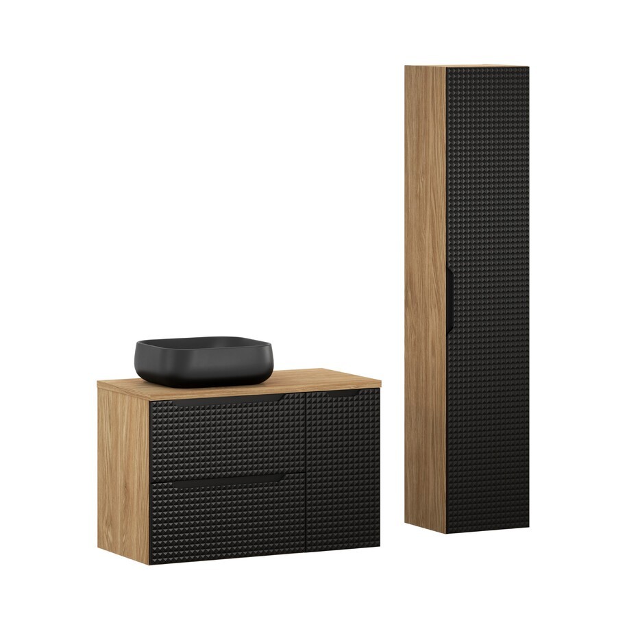 Comad Koupelnová sestava Luxor Black 90 cm s umyvadlem a skříňkami černá/dub olejovaný