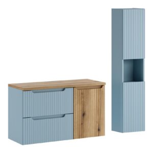 Comad Koupelnová sestava Nova Denim s deskou a košem na prádlo 100 cm modrá/dub coast evoke