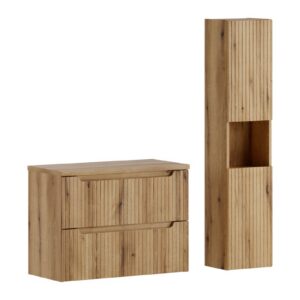 Comad Koupelnová sestava Nova s deskou a skříňkami 80 cm dub coast evoke