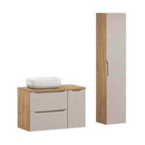 Comad Koupelnová sestava Ocean 90 cm s umyvadlem a skříňkami béžová/dub olejovaný
