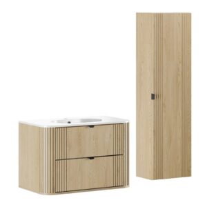 Comad Koupelnová sestava Ovalia Pure se skříňkami a zápustným umyvadlem 80 cm dub Cremona