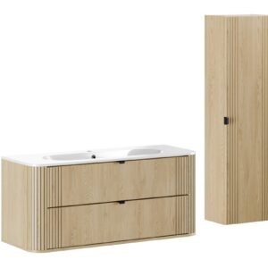 Comad Koupelnová sestava Ovalia Pure se zápustným umyvadlem a skříňkami 120 cm dub cremona