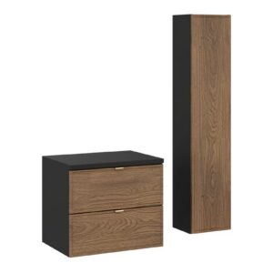 Comad Koupelnová sestava s deskou a skříňkami Talia Casella 60 cm černý mat/dub casella