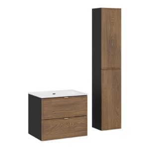 Comad Koupelnová sestava se zápustným umyvadlem a skříňkami Talia Casella Sky 60 cm černý mat/dub casella