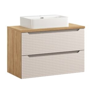 Comad Koupelnová skříňka Ocean Beige II s deskou a umyvadlem 90 cm béžová/dub olejovaný