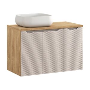 Comad Koupelnová skříňka Ocean Beige s deskou a umyvadlem 90 cm béžová/dub olejovaný