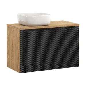 Comad Koupelnová skříňka Ocean s deskou a umyvadlem 90 cm černá/dub olejovaný