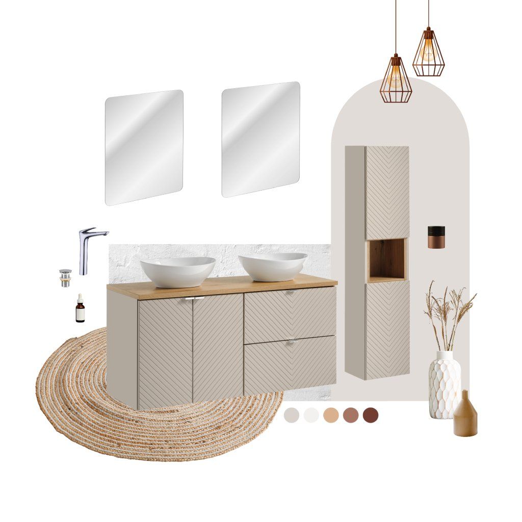 Comad Koupelnová skříňka pod deskové umyvadlo Viva Cashmere 60 kašmír/dub coast evoke - Obrázek 2