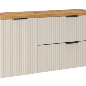 Comad Koupelnová skříňka pod deskové umyvadlo s košem na prádlo set Adel Cashmere 120 kašmír/dub wotan