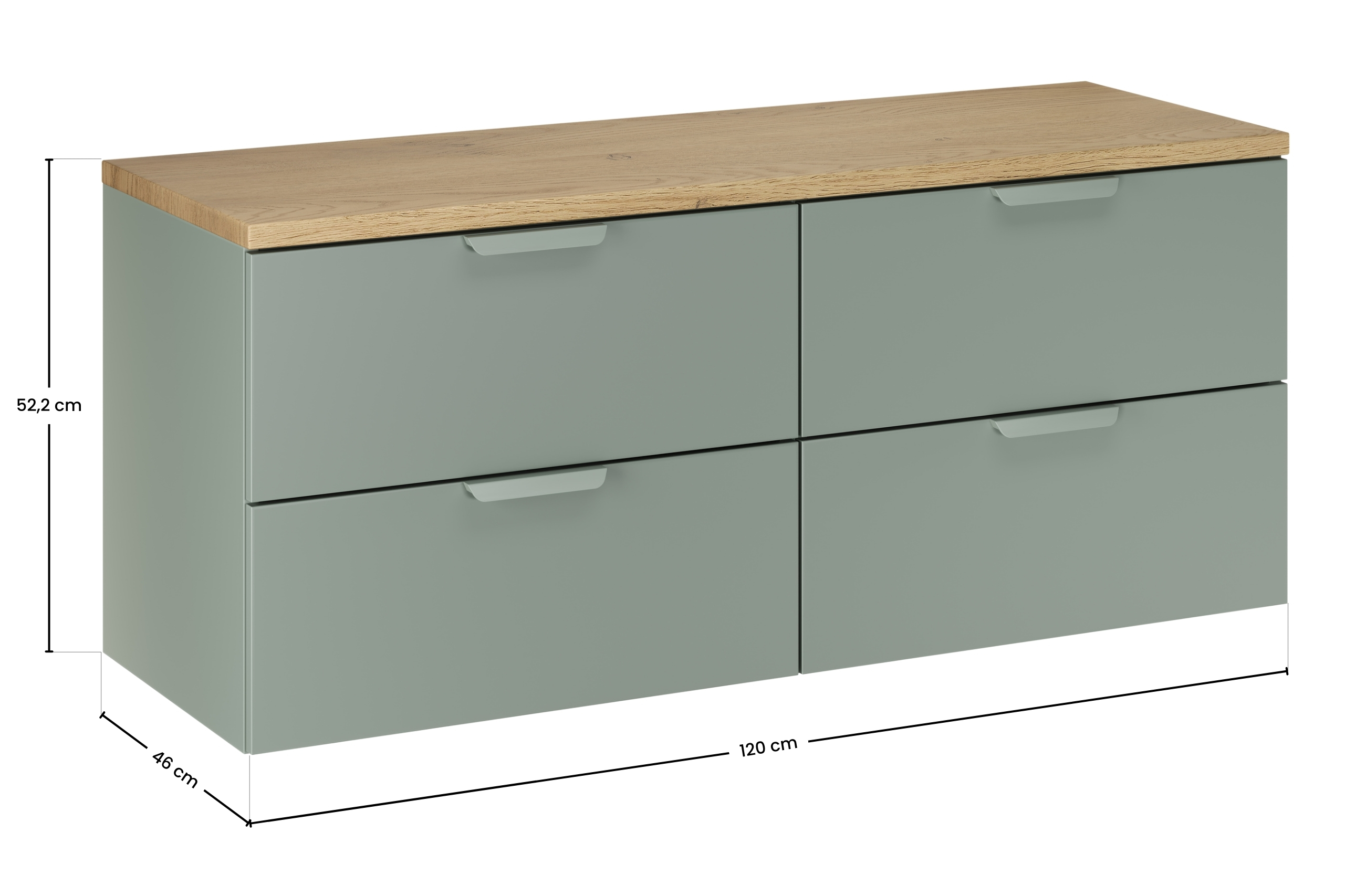Comad Koupelnová skříňka pod deskové umyvadlo set Aster Green 120 zelená/dub cremona - Obrázek 2