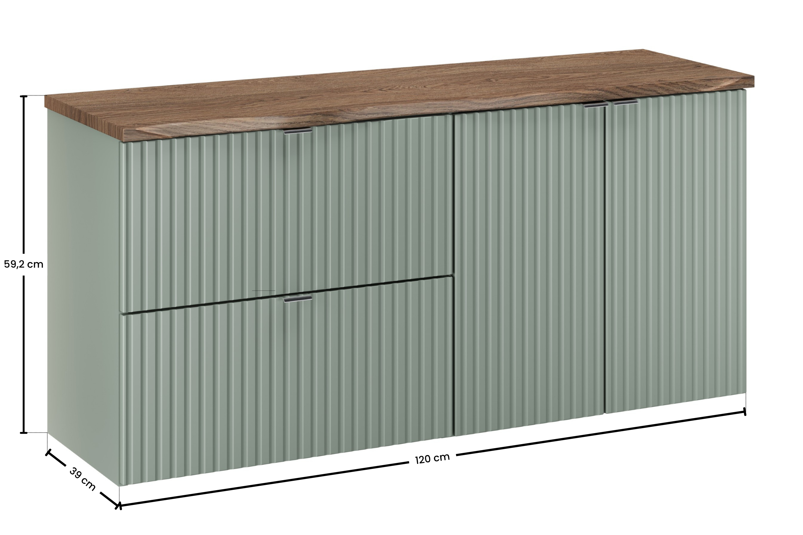 Comad Koupelnová skříňka pod deskové umyvadlo set Line Reed Green 120 zelená/dub cassela - Obrázek 2