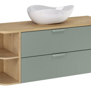 Comad Koupelnová skříňka s deskovým umyvadlem Aster Green 120 zelená/dub cremona