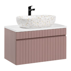 Comad Koupelnová skříňka s deskovým umyvadlem Iconic Rose 80 antická růžová/bílá