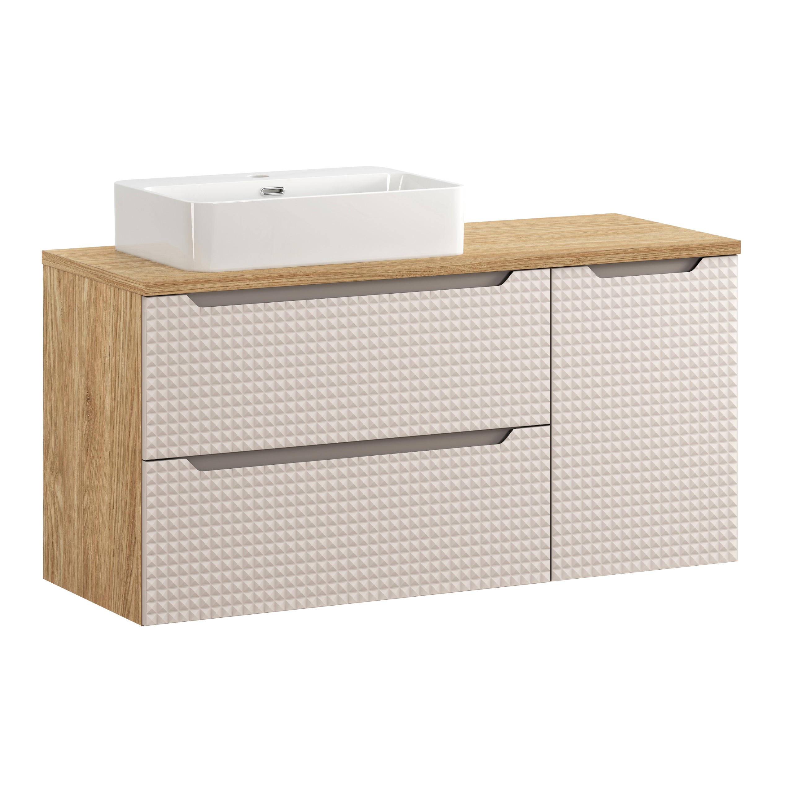 Comad Koupelnová skříňka s deskovým umyvadlem Luxor Beige 120 béžová/dub olejovaný