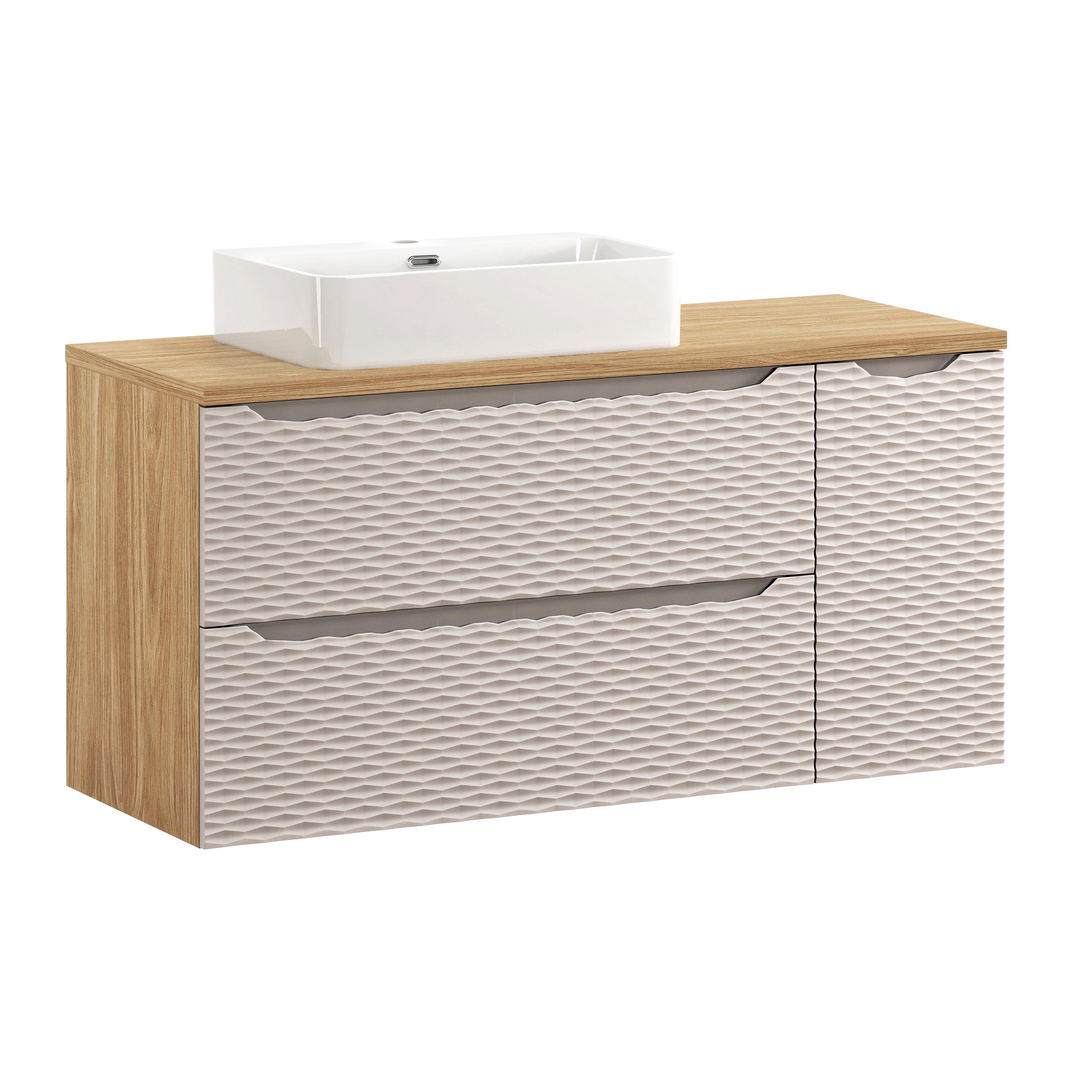 Comad Koupelnová skříňka s deskovým umyvadlem Ocean Beige 120 béžová/dub olejovaný