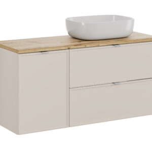 Comad Koupelnová skříňka s deskovým umyvadlem s košem na prádlo set Bella Cashmere 120 kašmír/dub artisan
