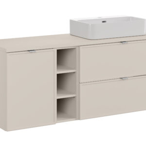Comad Koupelnová skříňka s deskovým umyvadlem s košem na prádlo set Bella Cashmere 80 kašmír