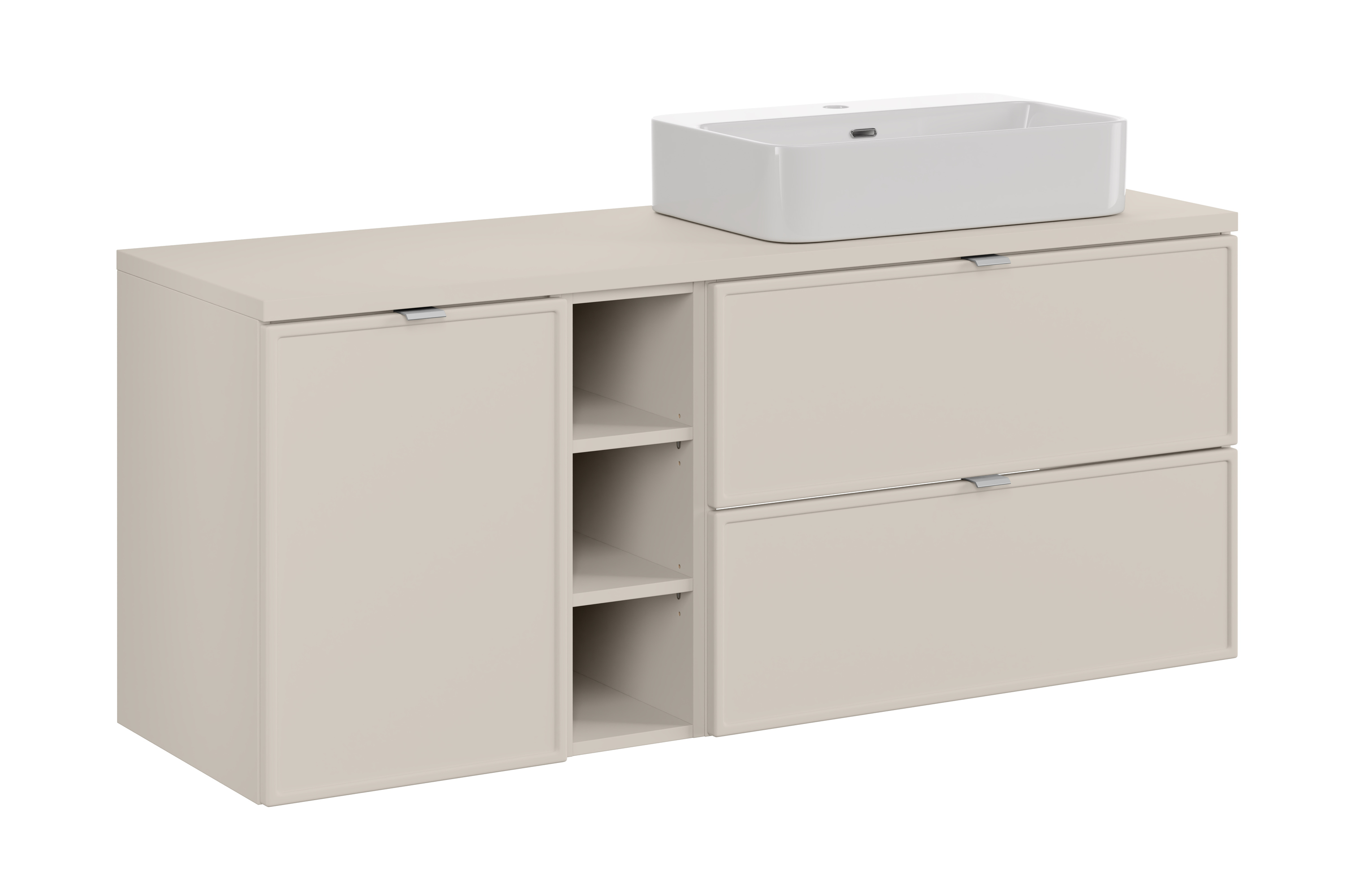 Comad Koupelnová skříňka s deskovým umyvadlem s košem na prádlo set Bella Cashmere 80 kašmír